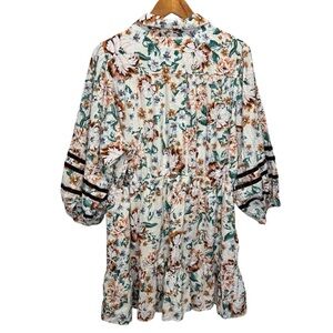 Lauren Conrad Fall Print Floral Ruffle Puff Sleeve Dress Size XXL